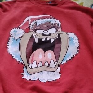 Men's Vintage XL 80s Warner Bros. Red Taz Sweatshirt Sun Tag Looney Tunes
